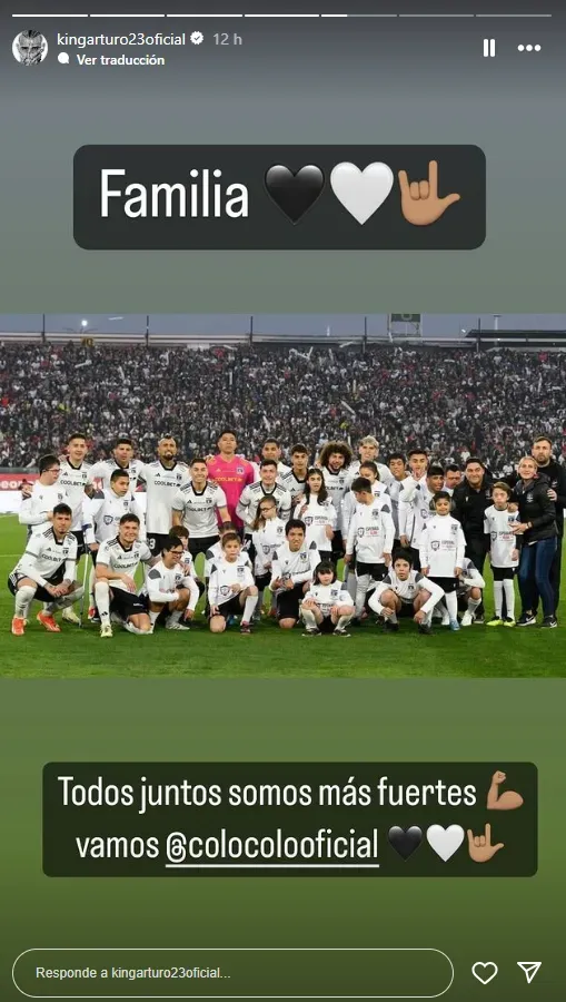 El mensaje de Arturo Vidal al plantel de Colo Colo. Foto: Instagram.