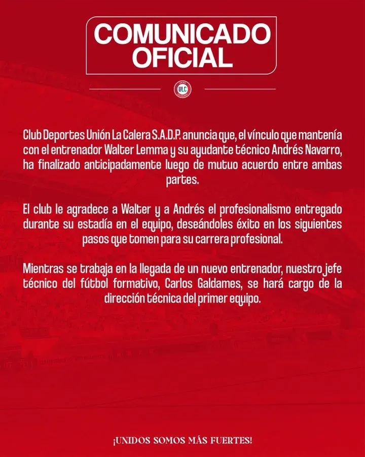 El comunicado oficial.