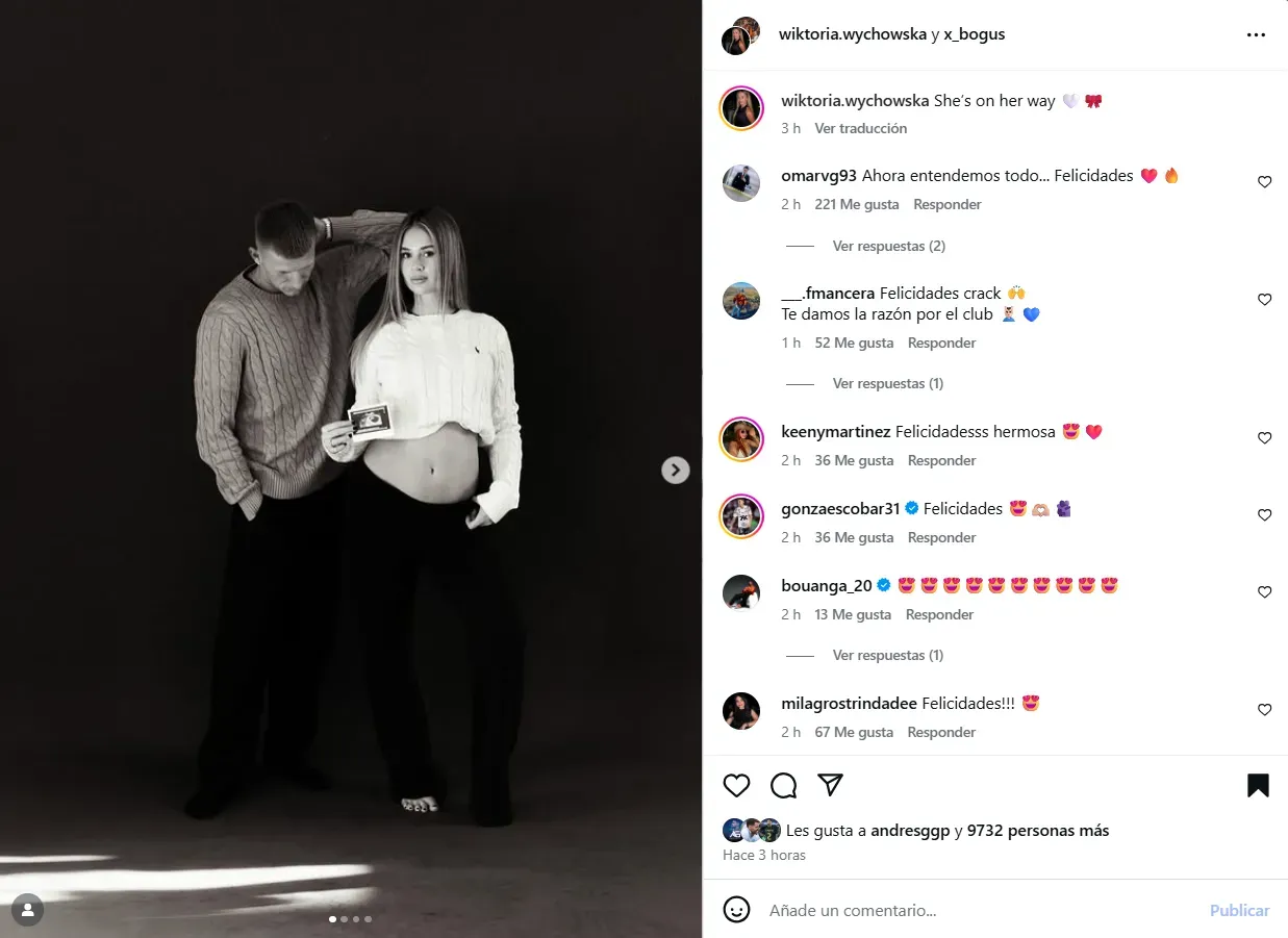 El posteo de Mateusz Bogusz y su pareja anunciando que serán padres (Instagram)