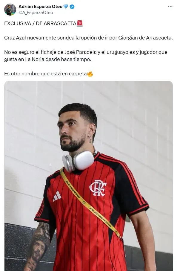 Cruz Azul volverá a intentar el fichaje de Giorgian de Arrascaeta (X)