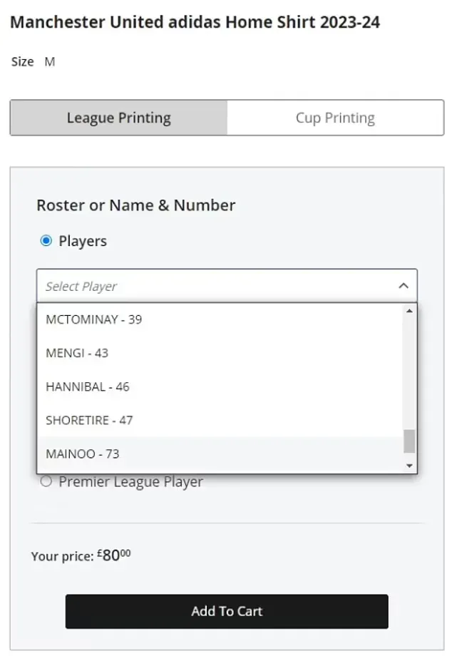 La web no deja elegir a Garnacho y el dorsal 49.