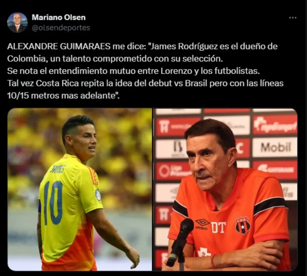 Alexandre Guimaraes habló sobre el partido contra Colombia.