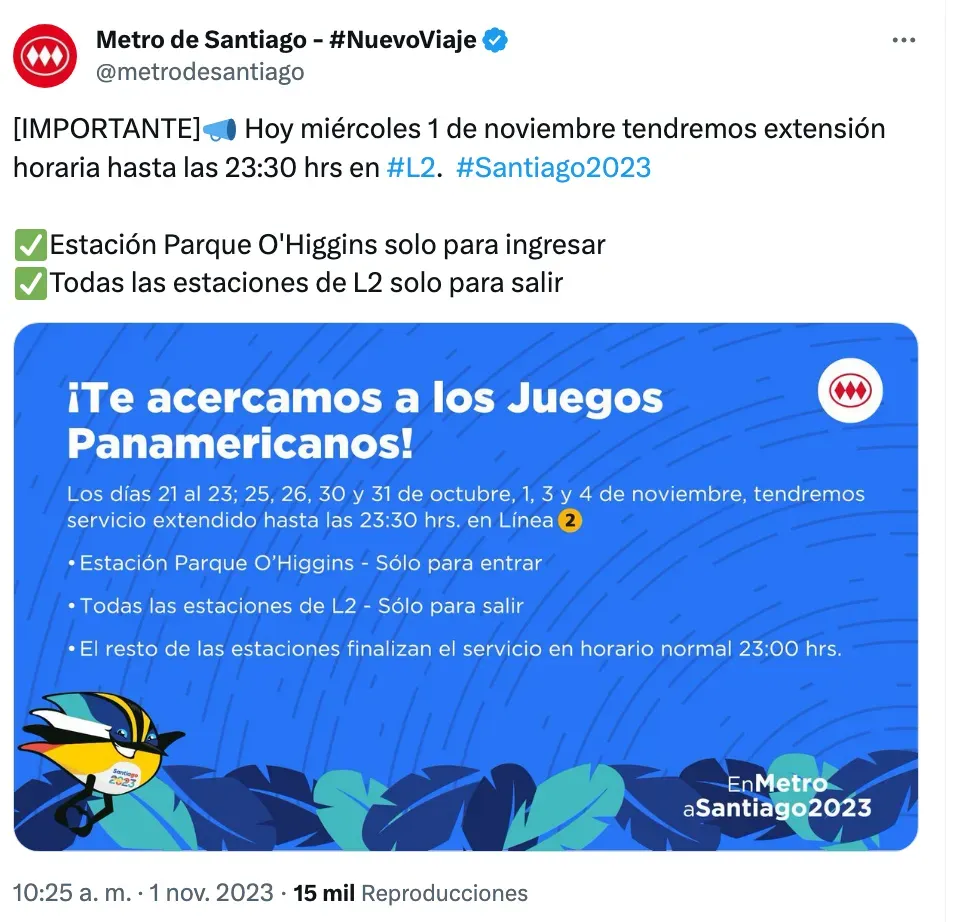 Metro de Santiago contará con horario extendido
