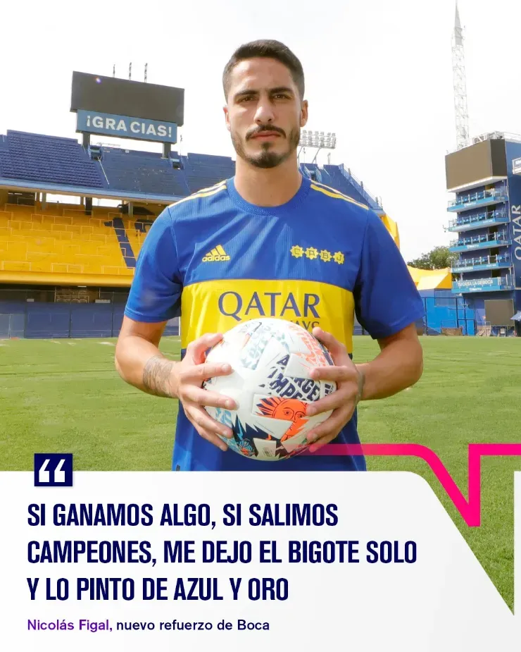 Figal y su promesa al llegar a Boca. (TNT Sports)