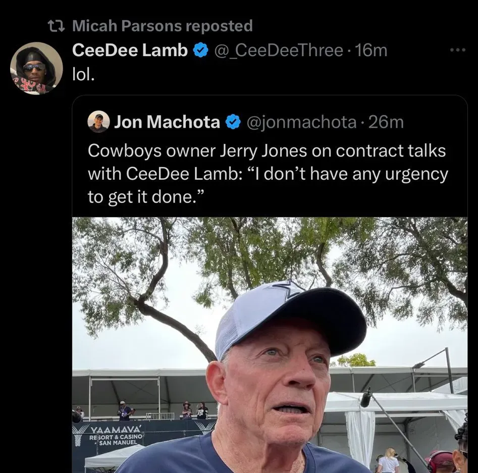 CeeDee Lamb just had enough of Jerry Jones confirming he might leave