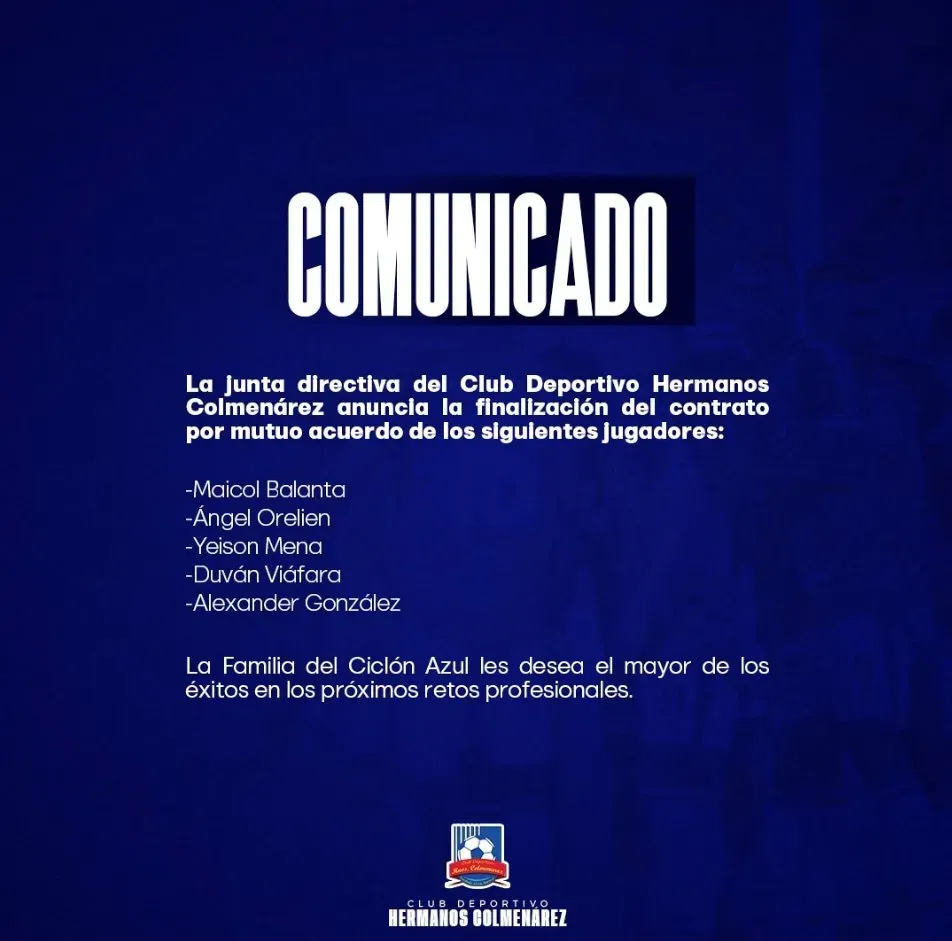 Comunicado oficial del club