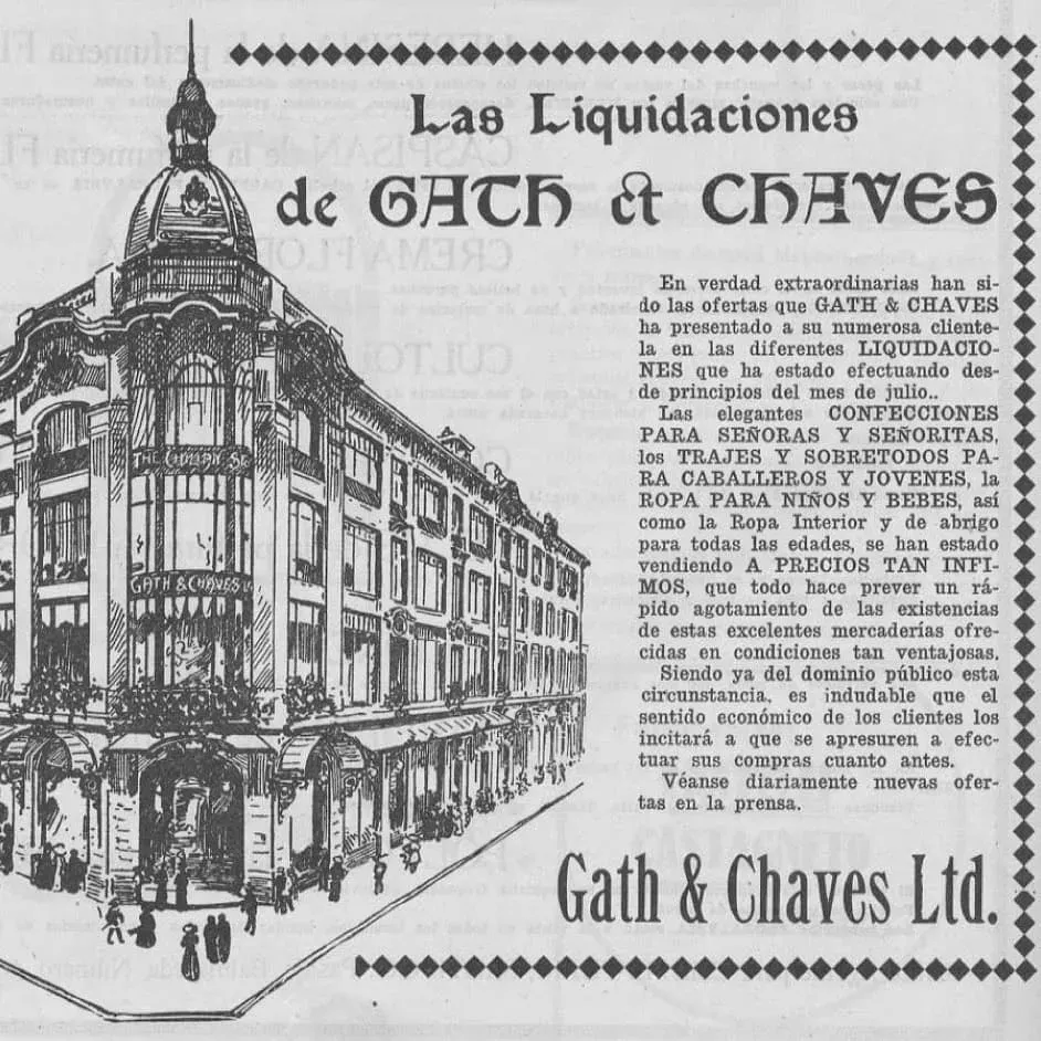 Afiche publicitario de Gath &amp; Chaves, primer auspiciador de Colo Colo