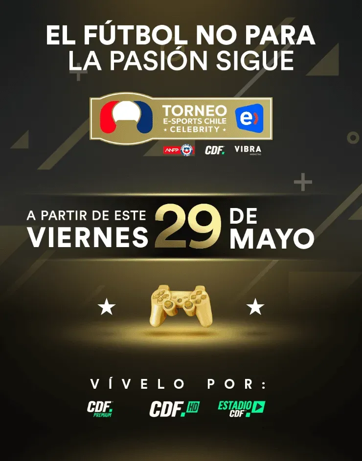 A partir de este viernes 29 de mayo se vivirá el Torneo eSports Celebrity en las pantallas de CDF, en vivo por CDF Premium, CDF HD y Estadio CDF, y en diferido por CDF Básico y sus plataformas digitales.