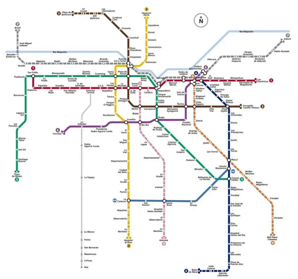 Nuevo mapa del Metro de Santiago