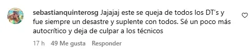 Hijo de Gustavo Quinteros lanza fuerte crítica a jugador de Colo Colo.