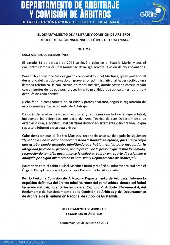 El comunicado furor en Guatemala.