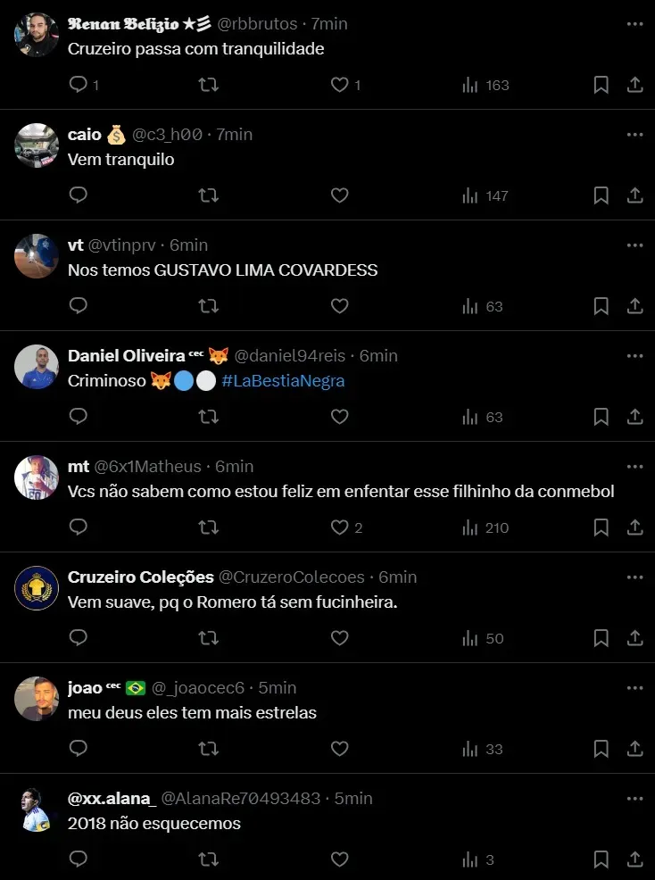 Los picantes comentarios de los hinchas de Cruzeiro contra Boca.