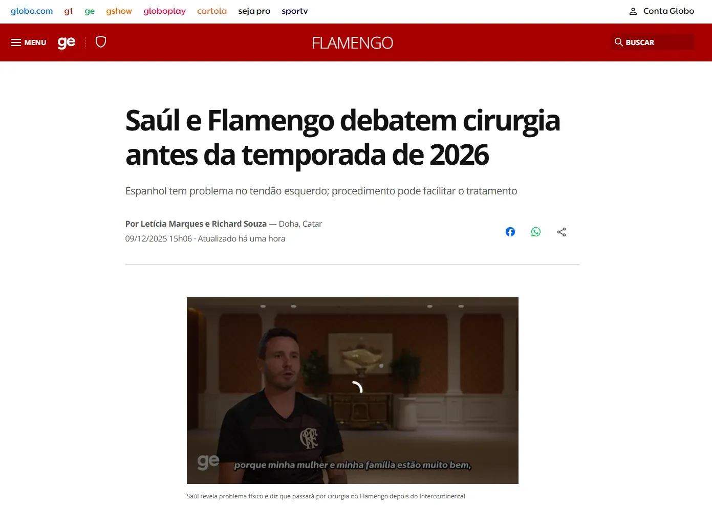 Saúl podría ser baja del duelo ante Cruz Azul por una lesión que arrastra y lo llevaría a operarse. (Ge Globo)