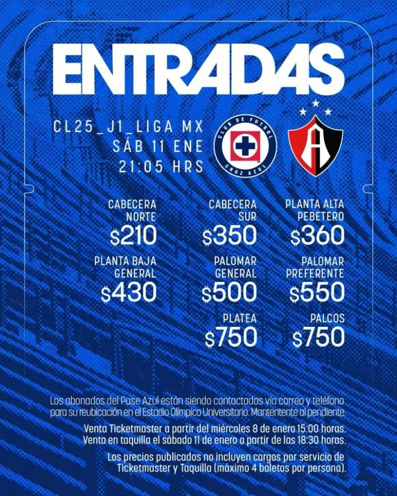 Boletos listos para su venta (@cruzazul/X).