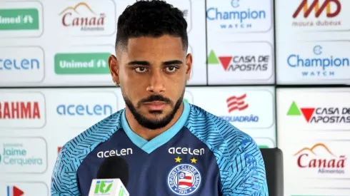 Foto: (Felipe Santana/EC Bahia) - Matheus Bahia concedeu entrevista coletiva nesta sexta (26)