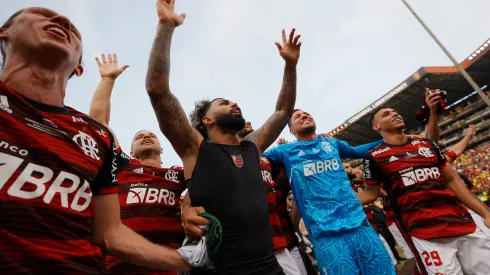 Buda Mendes/Getty Images- Jogadores do Flamengo comemorando o título da Libertadores de 2022