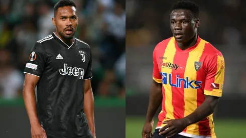 Francesco Pecoraro/Octavio Passos/Getty images- Alex Sandro (Juventus) e Lameck Banda (Lecce)
