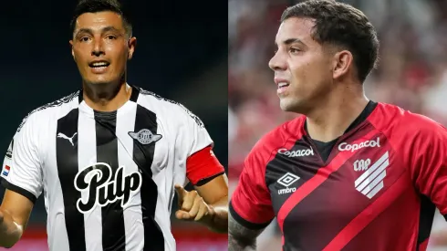 Pool/Getty Images/ Robson Mafra/AGIF- Oscar Cardozo (Libertad) e David Terans (Athletico)