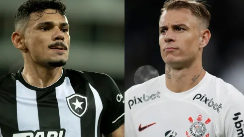 Jorge Rodrigues/AGIF/Miguel Schincariol/ Getty Images- Tiquinho Soares (Botafogo) e Róger Guedes (Corinthians).