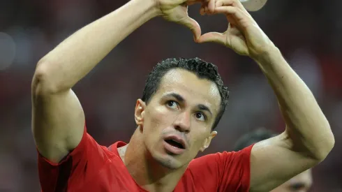 Damião comemora gol durante partida no Beira Rio. Foto: Ricardo Rimoli/AGIF