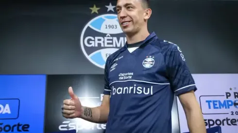 Marchesín é apresentado como novo goleiro do Grêmio. Lucas Uebel/Grêmio FBPA