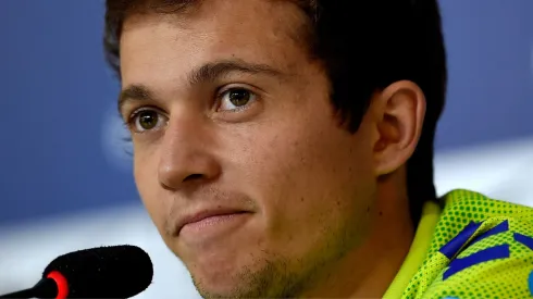 Bernard durante entrevista pela Seleção Brasileira. Foto Buda Mendes/Getty Images