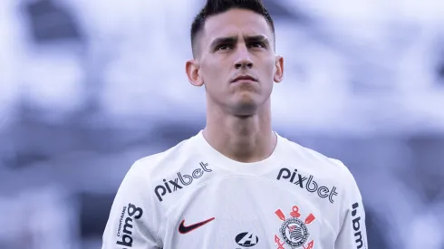 Matias Rojas jogador do Corinthians durante partida contra o America-MG no estadio Arena Corinthians pelo campeonato Copa do Brasil 2023. Argentino encaminha saída do clube. Foto: Ettore Chiereguini/AGIF