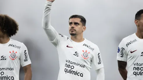 Fagner jogador do Corinthians durante partida contra o Newells Old Boys no estadio Arena Corinthians pelo campeonato Copa Sul-Americana 2023. Lateral deve ficar no Timão