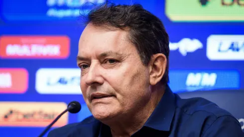 Pedrinho BH durante coletiva de imprensa, na Toca da Raposa 2, em Belo Horizonte. Foto: Gustavo Aleixo/Cruzeiro