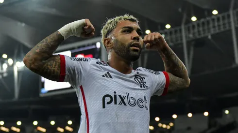 Gabigol comemorando gol pelo Flamengo em 2024