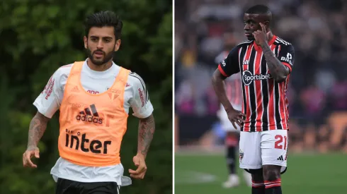 Liziero e Jhegson Méndez, volantes do São Paulo. Foto 1: Marcello Zambrana/AGIF / Foto 2: Ettore Chiereguini/AGIF