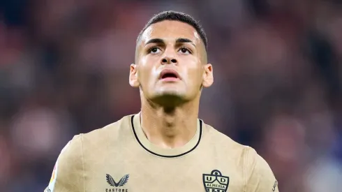 Kaiky Fernandes, do UD Almeria, reage durante a partida da LaLiga Santander entre Athletic Club e UD Almeria, no Estádio San Mames, em 30 de setembro de 2022, em Bilbao, Espanha. (Foto de Juan Manuel Serrano Arce/Getty Images)