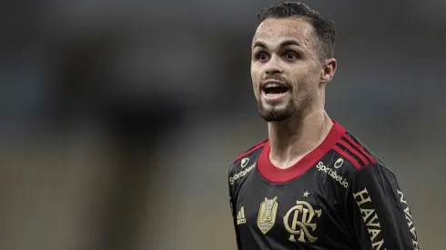 Michael jogador do Flamengo durante partida contra o Atletico-GO no estadio Maracana pelo campeonato Brasileiro A 2021. Ponta é pedido pela torcida