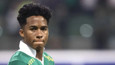 Endrick jogador do Palmeiras durante partida contra o Botafogo-SP no estádio Arena Allianz Parque pelo campeonato Copa Do Brasil 2024.