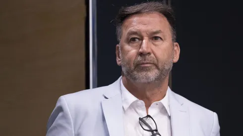 Augusto Melo, presidente do Corinthians, durante apresentação oficial de Memphis Depay como jogador do Corinthians.