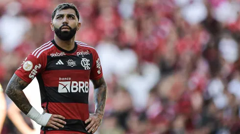 Gabigol jogador do Flamengo durante partida contra o America no estadio Maracana pelo campeonato Brasileiro A 2023. Centroavante pode ser contratado