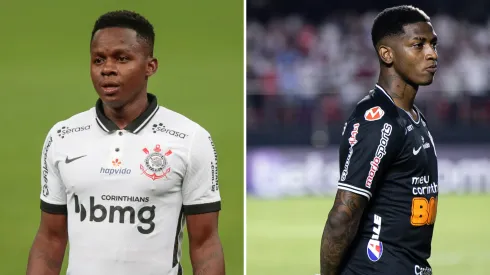 Foto 1: Marcello Zambrana/AGIF / Foto 2: Daniel Vorley/AGIF - Cazares e Yony González com a camisa do Corinthians em 2020.