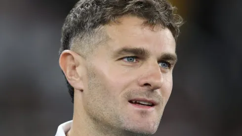 RIO DE JANEIRO, BRAZIL - AUGUST 10: Vegetti of Vasco during the start protocol of a Brasileirao 2024 match between Vasco and Fluminense at Estadio Olimpico Nilton Santos on August 10, 2024 in Rio de Janeiro, Brazil. (Photo by Lucas Figueiredo/Getty Images)