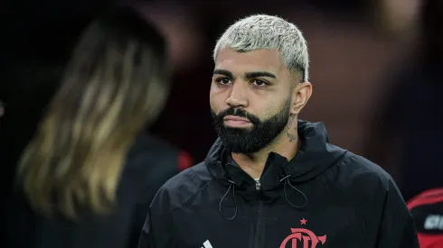 Gabigol, jogador do Flamengo, durante aquecimento antes da partida contra o Palmeiras (Foto: Thiago Ribeiro/AGIF)