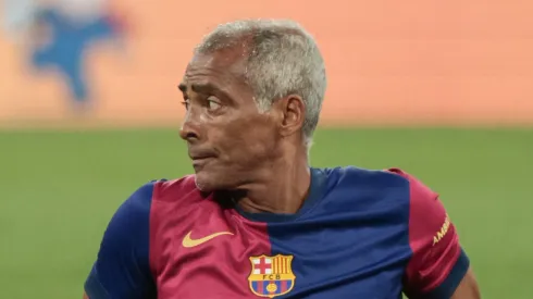 Romário, ex-jogador do Flamengo, durante partida beneficente.