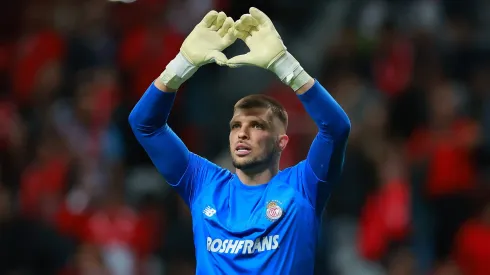 TOLUCA, MEXICO - MARCH 17: Tiago Volpi of Toluca celebrates after scoring the team's second goal during the 12th round match between Toluca and Pumas UNAM as part of the Torneo Clausura 2024 Liga MX at Nemesio Diez Stadium on March 17, 2024 in Toluca, Mexico. (Photo by Hector Vivas/Getty Images)