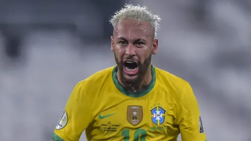 Neymar jogador do Brasil comemora durante partida contra o Colombia no estadio Engenhao pelo campeonato Copa America 2021.