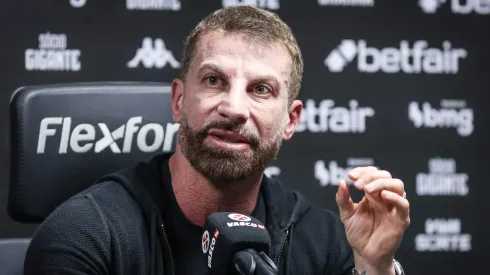 Pedrinho, presidente do Vasco, durante entrevista coletiva. Foto: Dikran Sahagian/Vasco