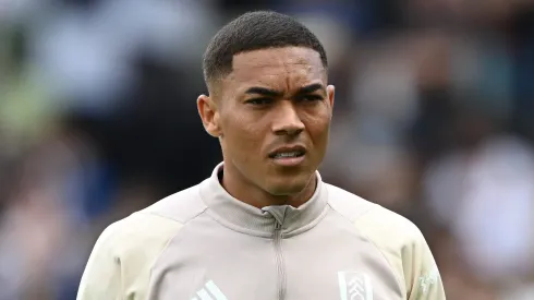 Carlos Vinicius of Fulham looks on ahead of the Premier League match between Fulham FC and Brentford FC at Craven Cottage on August 19, 2023 in London, England.