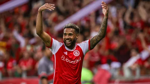 Wesley jogador do Internacional comemora seu gol durante partida contra o Criciuma no estadio Beira-Rio pelo campeonato Brasileiro A 2024. Foto: Maxi Franzoi/AGIF