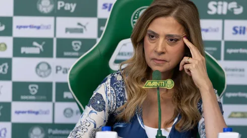 A presidente do Palmeiras leila pereira fala aos jornalistas sobre o caso de racismo sofrido pelo jogador do Palmeiras Luighi em jogo da Libertadores sub-20 antes de apresentacao oficial de Vitor Roque como jogador do Palmeiras em coletiva de imprensa realizada no CT Academia de Futebol. Foto: Ettore Chiereguini/AGIF