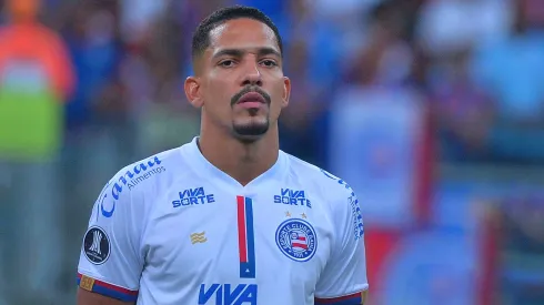 Gilberto, jogador do Bahia durante partida contra o Boston River no estadio Arena Fonte Nova pelo campeonato Copa Libertadores 2025. Foto: Walmir Cirne/AGIF
