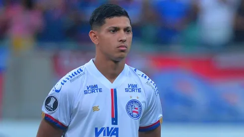 Erick Pulga, jogador do Bahia durante partida contra o Boston River no estadio Arena Fonte Nova pelo campeonato Copa Libertadores 2025. Foto: Walmir Cirne/AGIF