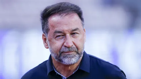 Augusto Melo presidente do Corinthians durante partida contra o Portuguesa no estádio Pacaembu pelo campeonato Paulista 2025. Foto: Marco Miatelo/AGIF