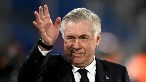 Carlo Ancelotti, Head Coach of Real Madrid, gestures during the LaLiga match between Getafe CF and Real Madrid CF at Coliseum Alfonso Perez on April 23, 2025 in Getafe, Spain. (Photo by Denis Doyle/Getty Images)